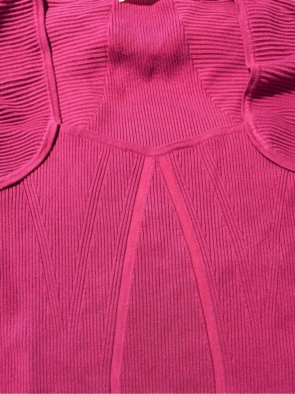 Women's Fitted Ribbed Knit Top in Magenta